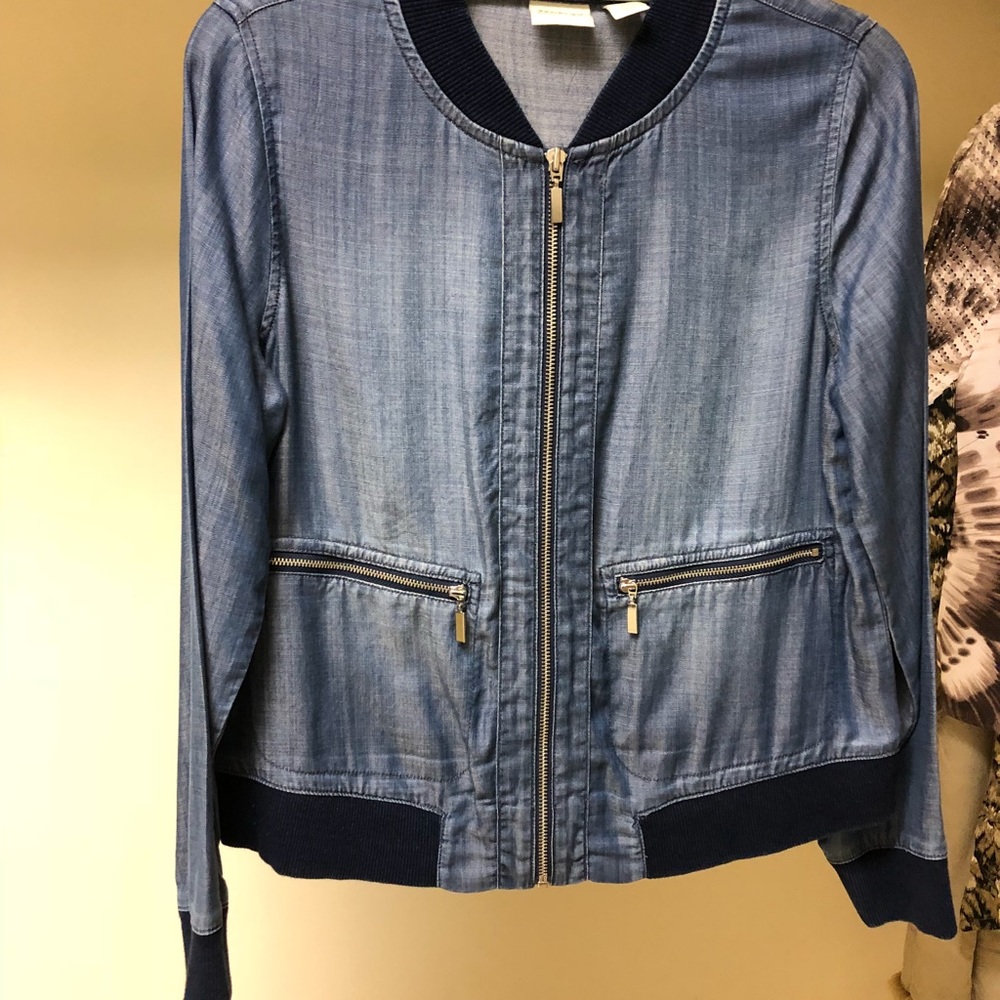 Zenergy Chico’s Chambray jacket Blue Denim Size 0